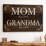 Custom First Mom Now Grandma Est with Kids and Grandkids Names Canvas - Personalized Wall Art