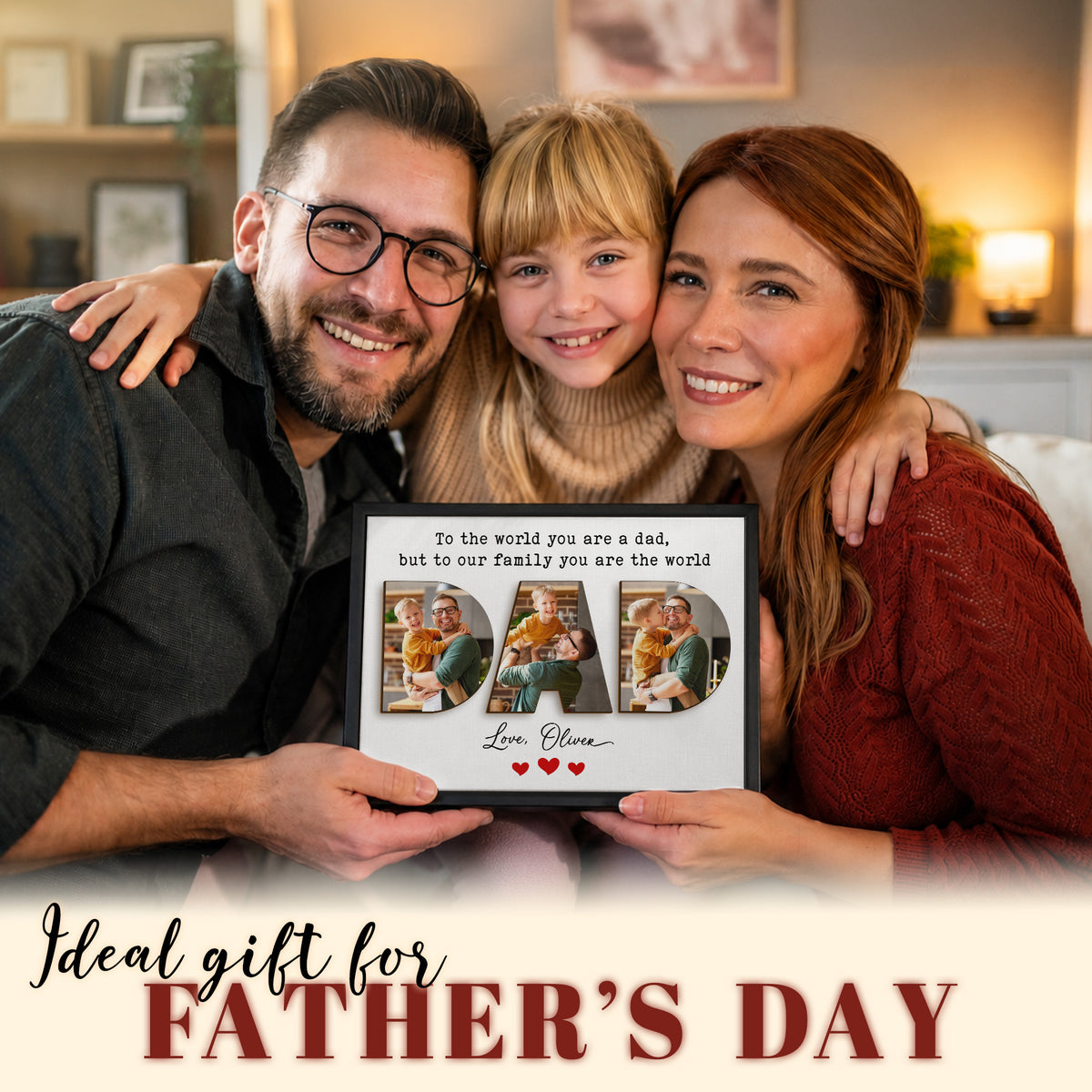To The World You Are A Dad But To Our Family You Are The World Wall Art, Custom Dad Photo Canvas, Father's Day Gift for Dad, Grandpa