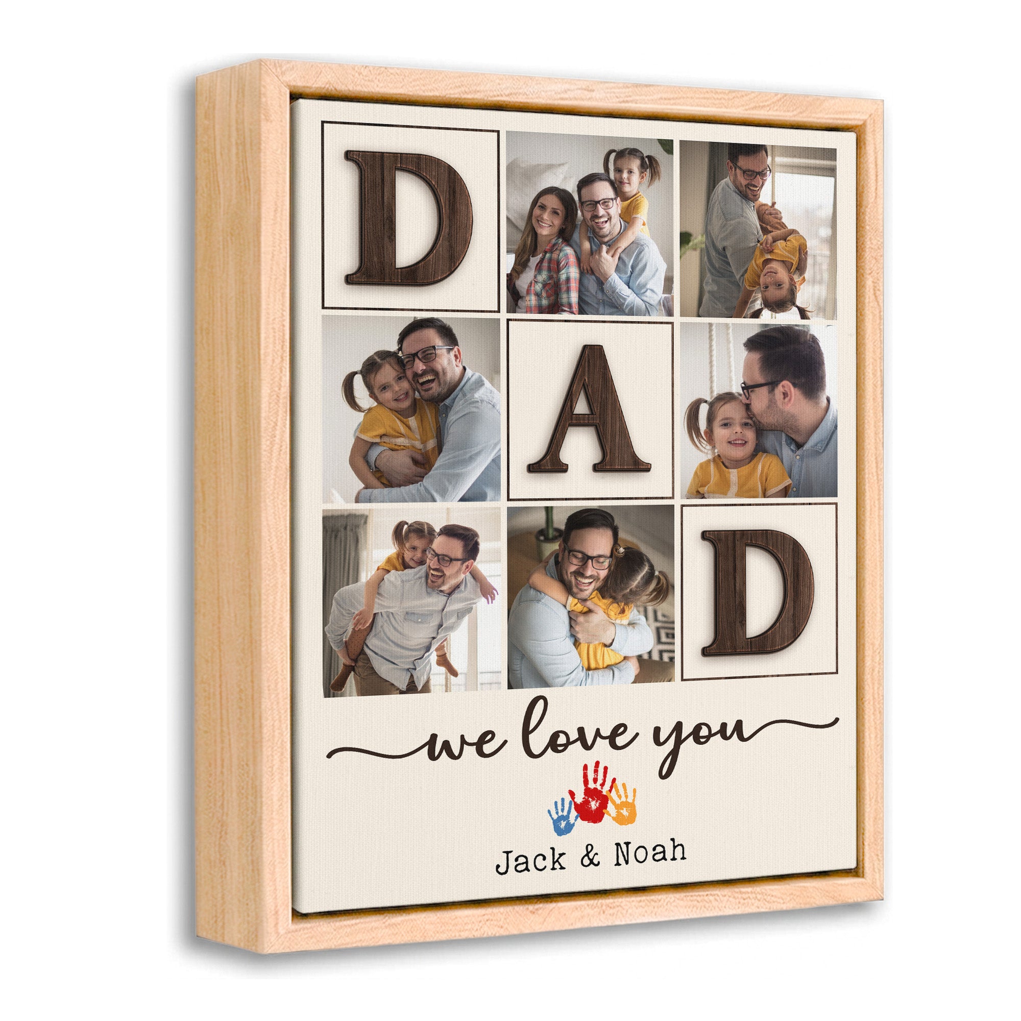 We Love You, Dad - Personalized Dad Photo Wall Art - Custom Kid's Name Canvas - Father's Day Gift for Dad, Grandpa