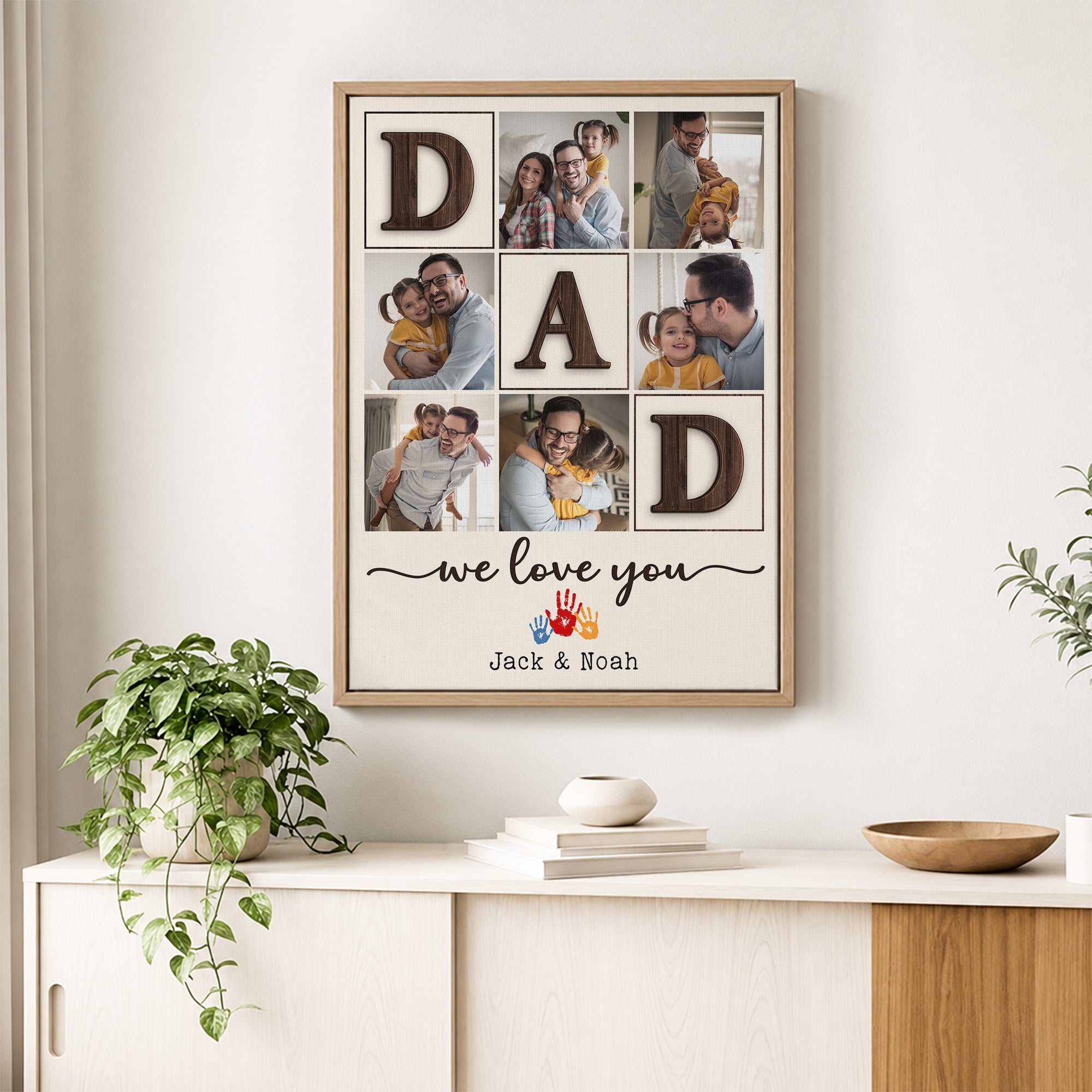 We Love You, Dad - Personalized Dad Photo Wall Art - Custom Kid's Name Canvas - Father's Day Gift for Dad, Grandpa
