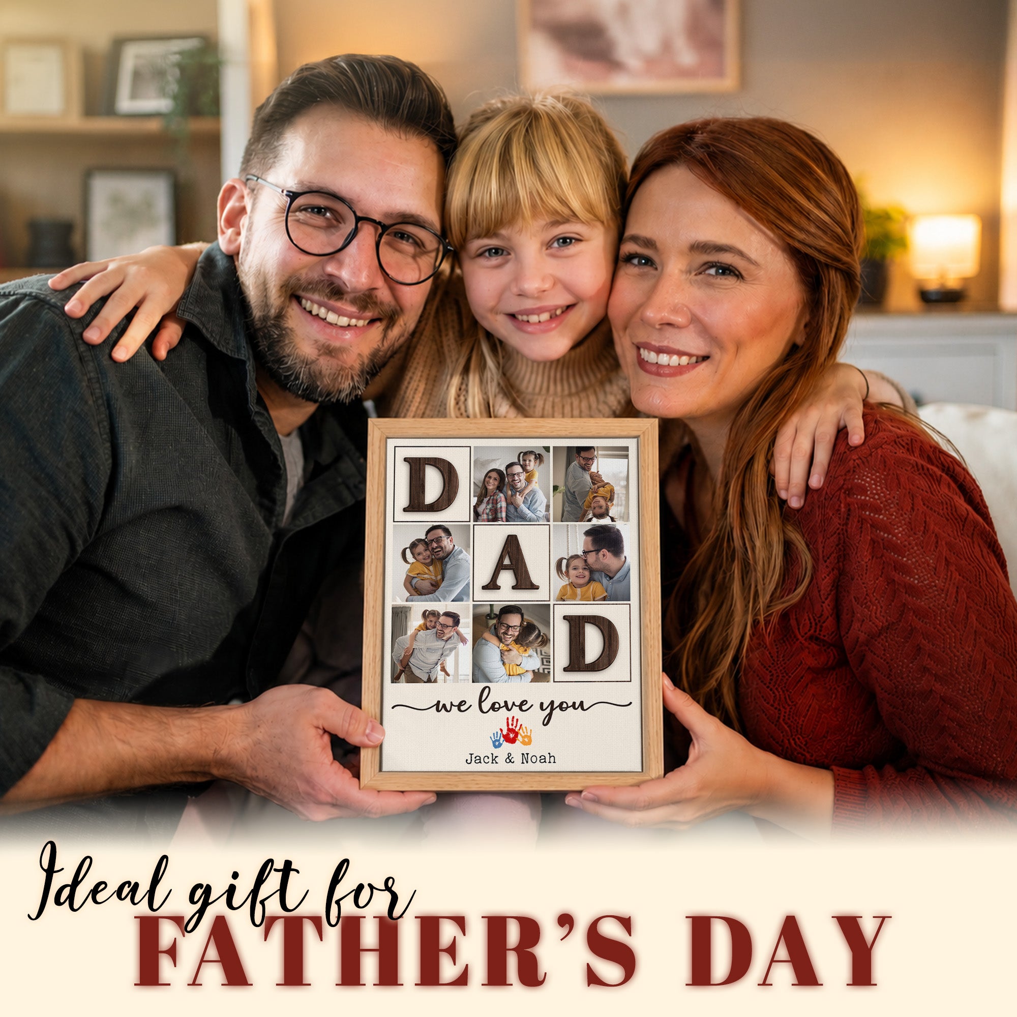 We Love You, Dad - Personalized Dad Photo Wall Art - Custom Kid's Name Canvas - Father's Day Gift for Dad, Grandpa