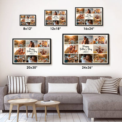 Custom Photo Dad Collage 8 Photos Fist Bump Canvas - Personalized Wall Art