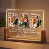 Personalized Photo Night Light for Dad - Customizable Collage Picture Frame from Kids, Daughter, Son and Wife - Led Acrylic Gift for Dad