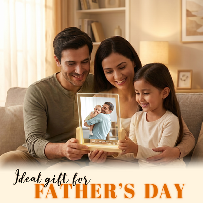 Custom Acrylic Photo Light for Dad - Personalized Dad Photo Frame Night Light - Led Acrylic Gift from Kids, Daughter, Son and Wife