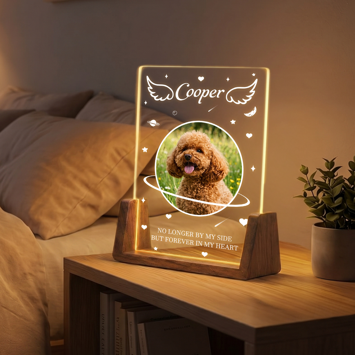 Personalized Dog Memorial Photo Frame Night Light - Custom Dog Memorial Gifts - Loss of Dog Sympathy Gift Personalized