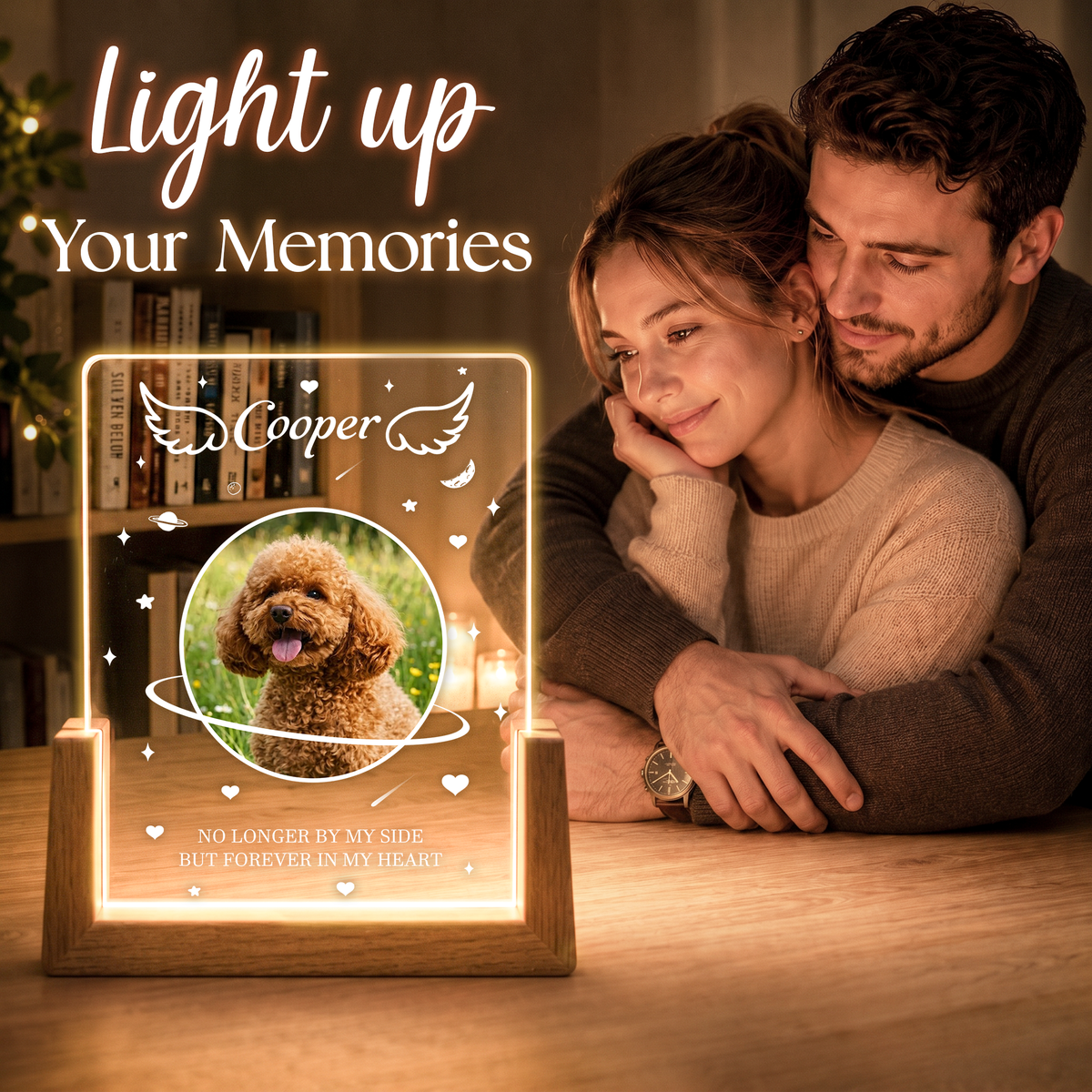 Personalized Dog Memorial Photo Frame Night Light - Custom Dog Memorial Gifts - Loss of Dog Sympathy Gift Personalized
