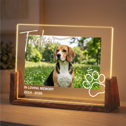 Personalized Pet Photo Night Light - Custom Acrylic Dog Memorial Photo Frame - Loss of Dog Sympathy Gift - Bereavement Gifts for Pet Lovers