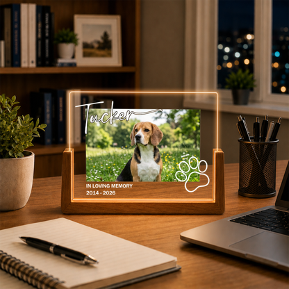 Personalized Pet Photo Night Light - Custom Acrylic Dog Memorial Photo Frame - Loss of Dog Sympathy Gift - Bereavement Gifts for Pet Lovers