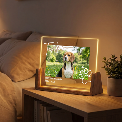 Personalized Pet Photo Night Light - Custom Acrylic Dog Memorial Photo Frame - Loss of Dog Sympathy Gift - Bereavement Gifts for Pet Lovers