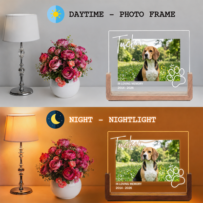 Personalized Pet Photo Night Light - Custom Acrylic Dog Memorial Photo Frame - Loss of Dog Sympathy Gift - Bereavement Gifts for Pet Lovers