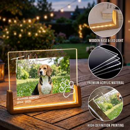 Personalized Pet Photo Night Light - Custom Acrylic Dog Memorial Photo Frame - Loss of Dog Sympathy Gift - Bereavement Gifts for Pet Lovers
