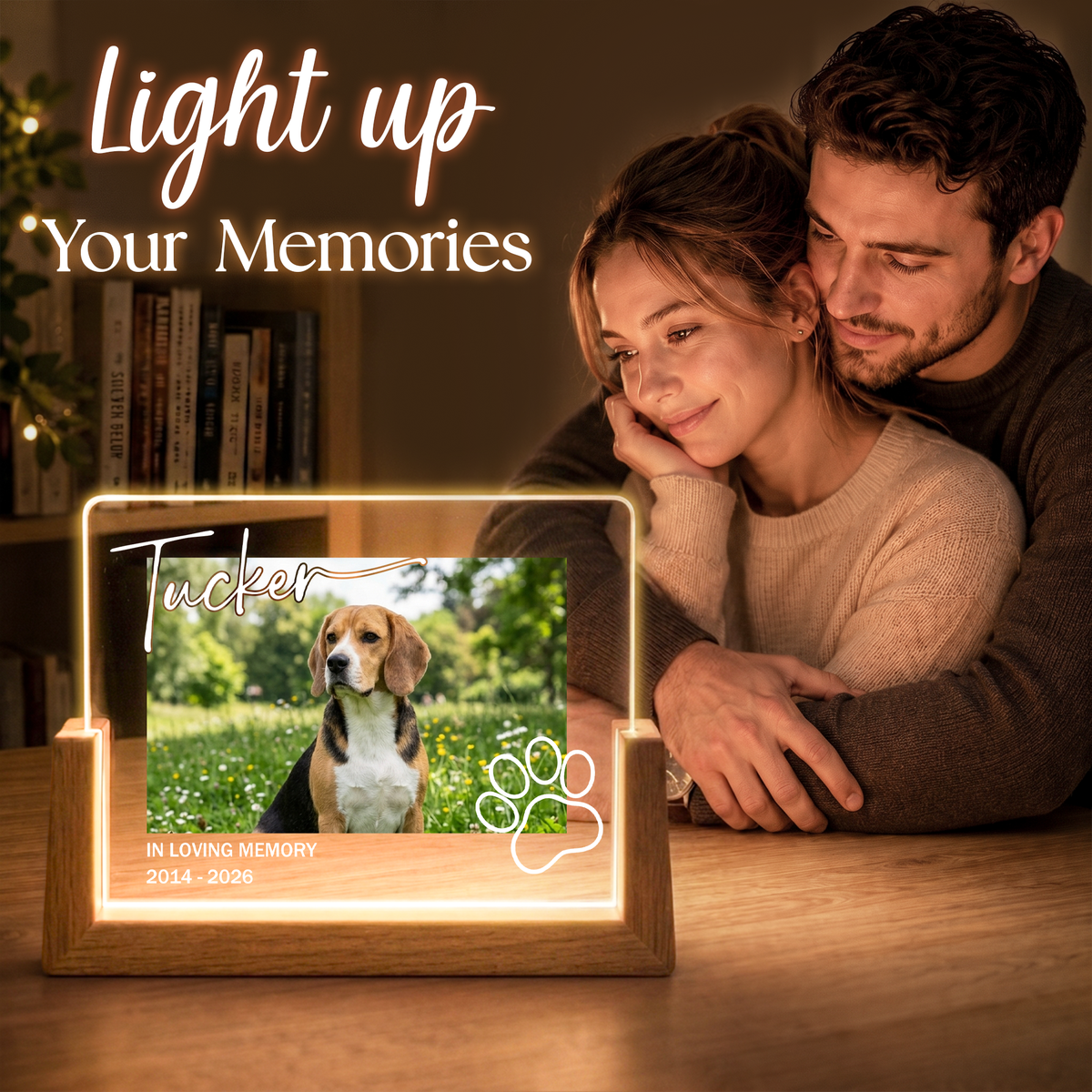 Personalized Pet Photo Night Light - Custom Acrylic Dog Memorial Photo Frame - Loss of Dog Sympathy Gift - Bereavement Gifts for Pet Lovers