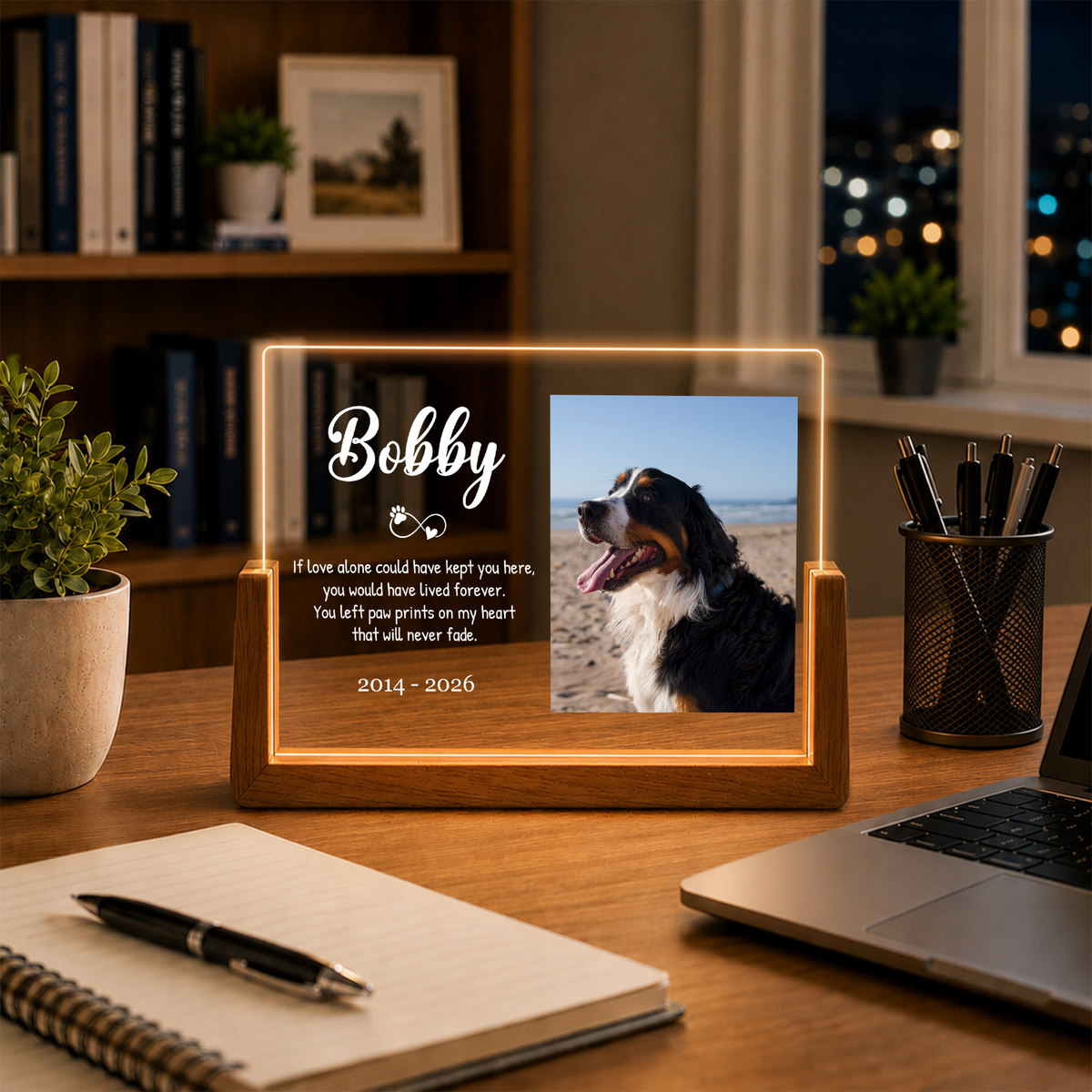 Custom Photo Night Light for Dog Lovers - Personalized Dog Memorial Photo Frame - Remembrance Pet Memory Gifts for Pet Lovers