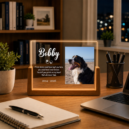 Custom Photo Night Light for Dog Lovers - Personalized Dog Memorial Photo Frame - Remembrance Pet Memory Gifts for Pet Lovers