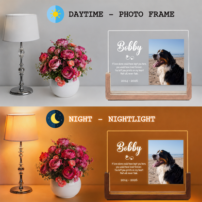 Custom Photo Night Light for Dog Lovers - Personalized Dog Memorial Photo Frame - Remembrance Pet Memory Gifts for Pet Lovers