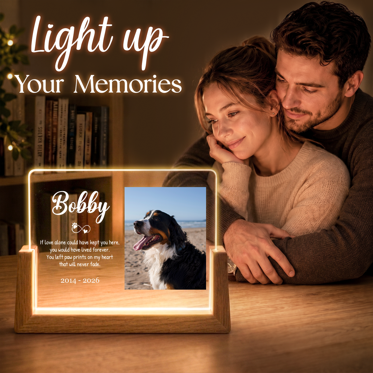 Custom Photo Night Light for Dog Lovers - Personalized Dog Memorial Photo Frame - Remembrance Pet Memory Gifts for Pet Lovers