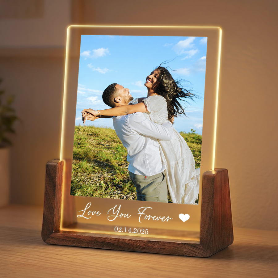 Custom Couple Photo Night Light - Customizable Picture Frame with Photo for Couple - Personalized Couples Photo Gift for Girlfriend Boyfriend