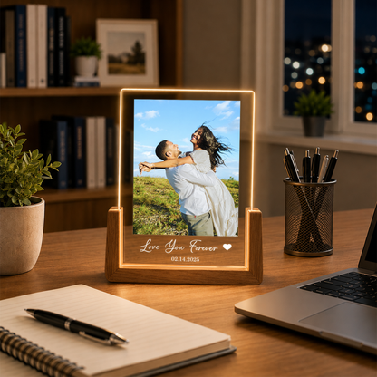Custom Couple Photo Night Light - Customizable Picture Frame with Photo for Couple - Personalized Couples Photo Gift for Girlfriend Boyfriend