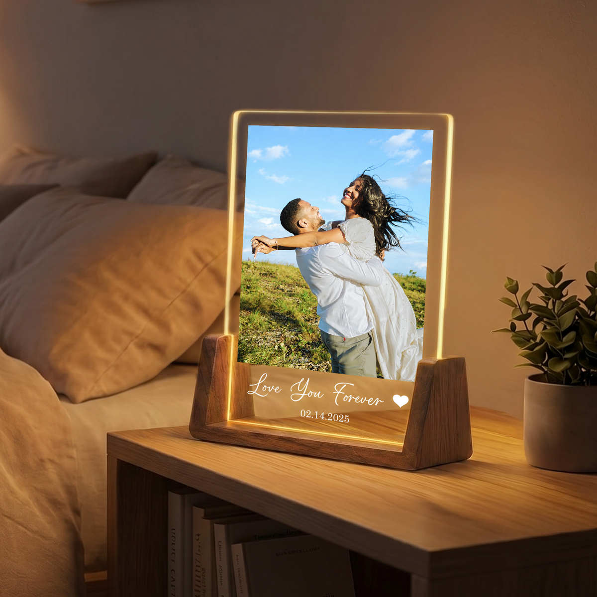Custom Couple Photo Night Light - Customizable Picture Frame with Photo for Couple - Personalized Couples Photo Gift for Girlfriend Boyfriend