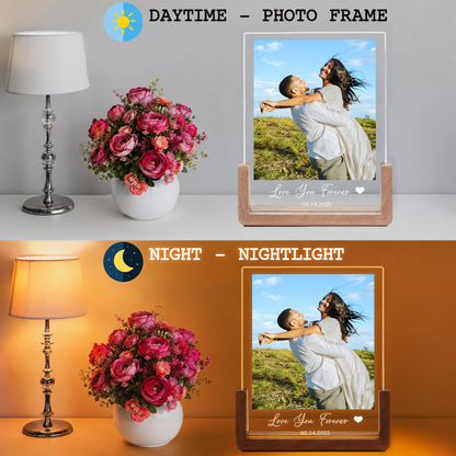 Custom Couple Photo Night Light - Customizable Picture Frame with Photo for Couple - Personalized Couples Photo Gift for Girlfriend Boyfriend