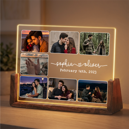 Personalized Couple Photo Night Light - Customizable Picture Frame with Couple Photos - Personalized Couples Photo Gift for Him Her