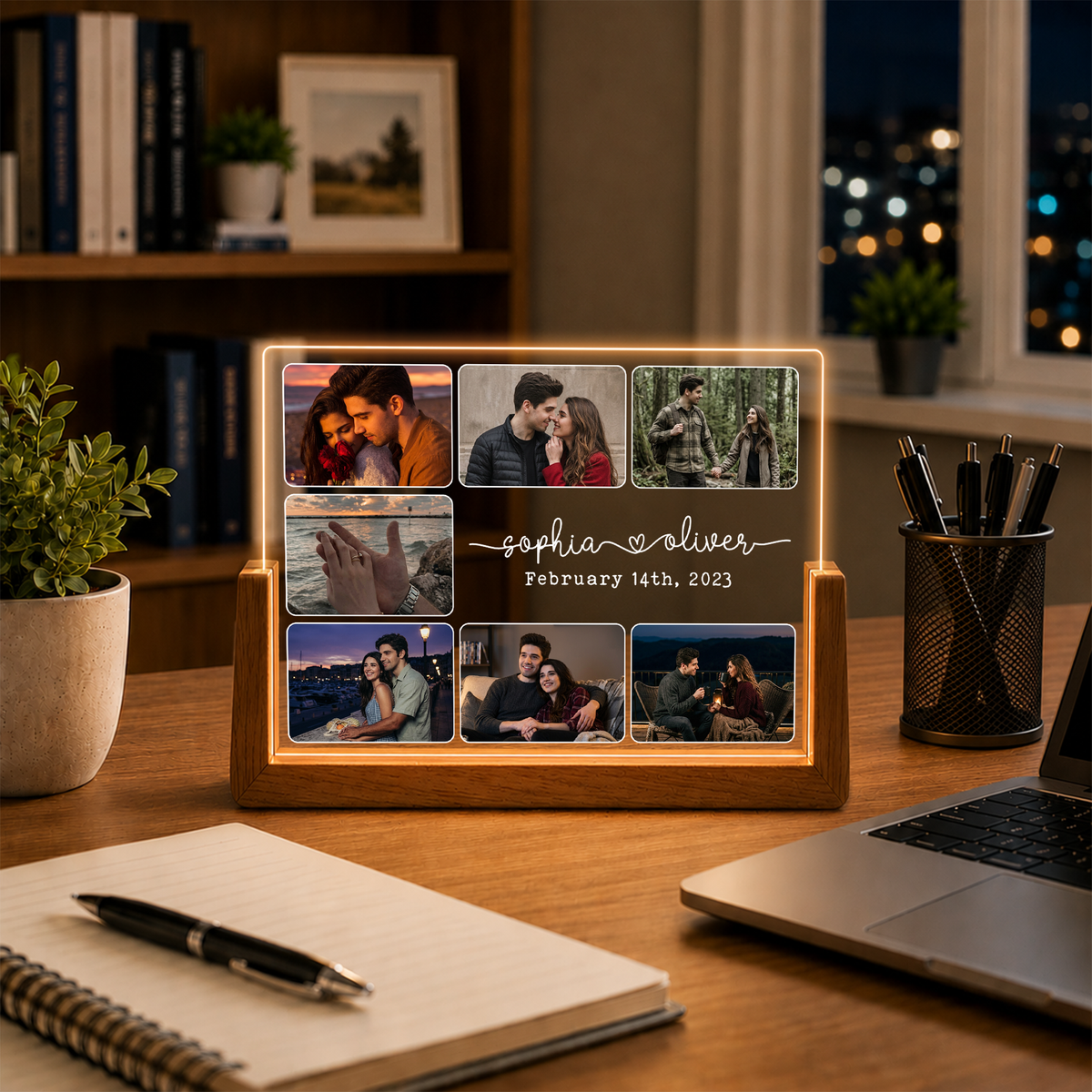 Personalized Couple Photo Night Light - Customizable Picture Frame with Couple Photos - Personalized Couples Photo Gift for Him Her