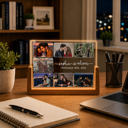 Personalized Couple Photo Night Light - Customizable Picture Frame with Couple Photos - Personalized Couples Photo Gift for Him Her