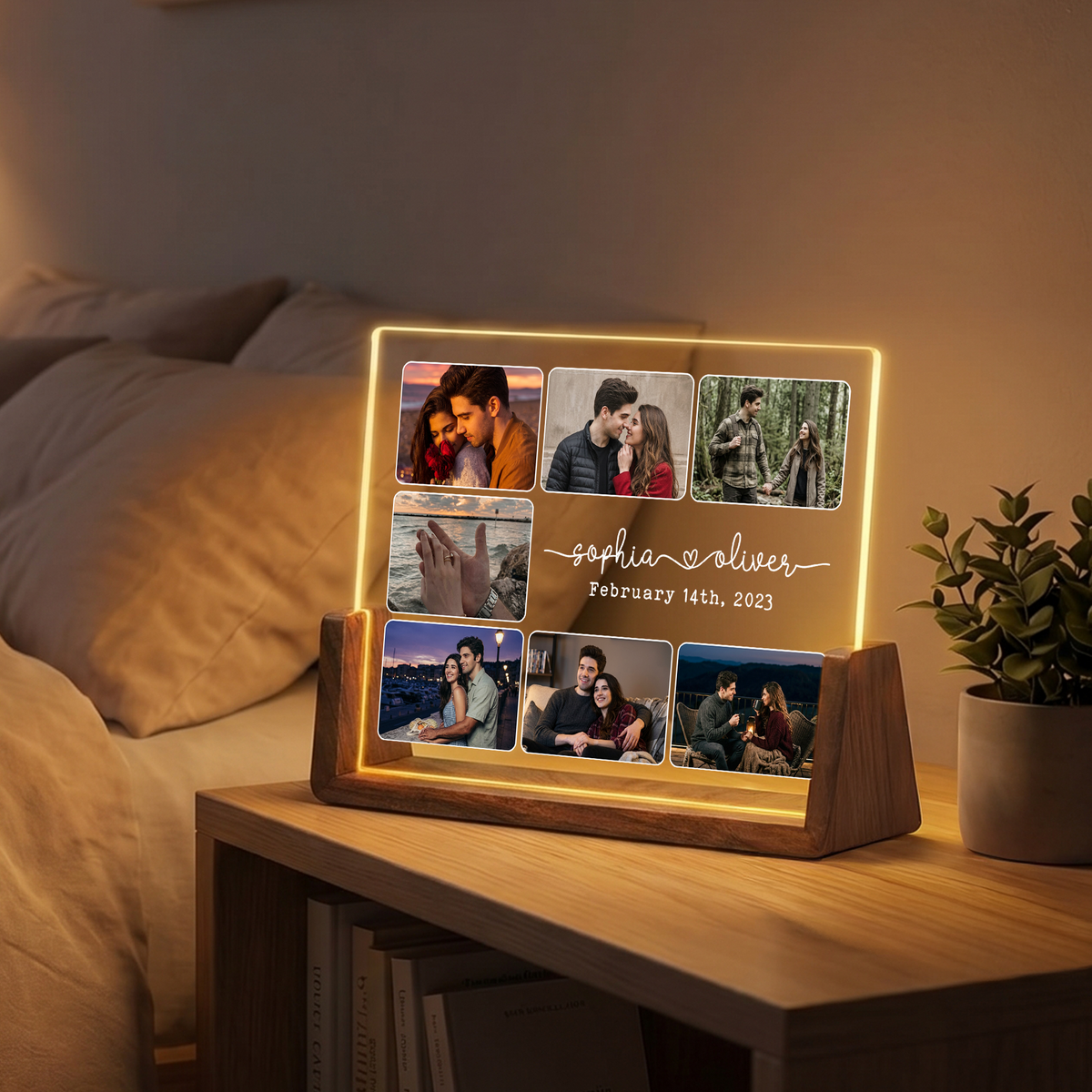 Personalized Couple Photo Night Light - Customizable Picture Frame with Couple Photos - Personalized Couples Photo Gift for Him Her