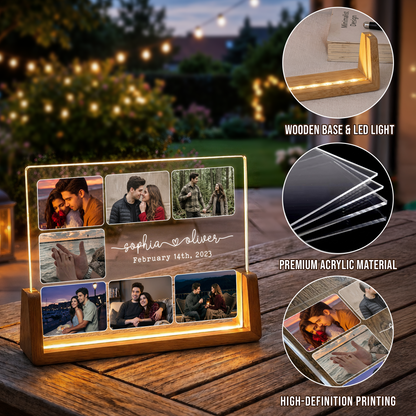 Personalized Couple Photo Night Light - Customizable Picture Frame with Couple Photos - Personalized Couples Photo Gift for Him Her