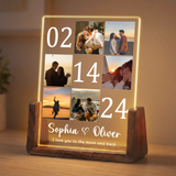 Custom Night Light Photo Frame for Couples - Customizable Picture Frame with Couple Photos - Personalized Gift for Boyfriend Girlfriend