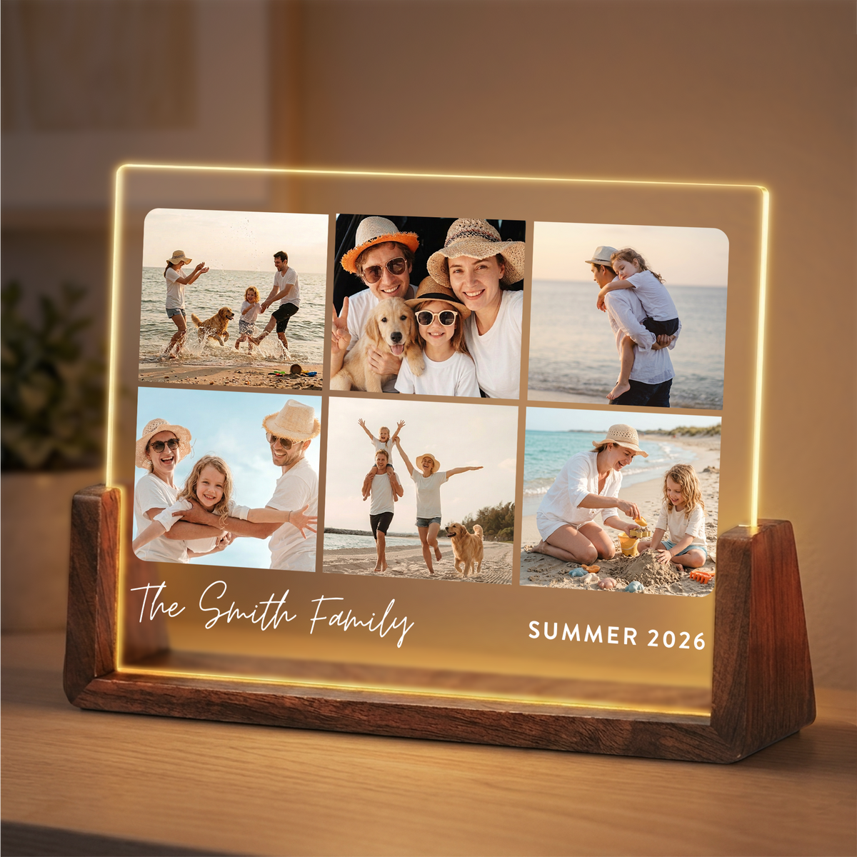 Custom Family Photo Night Light - Customizable Picture Frame for Family - Personalized Photo Gifts for Mom Dad