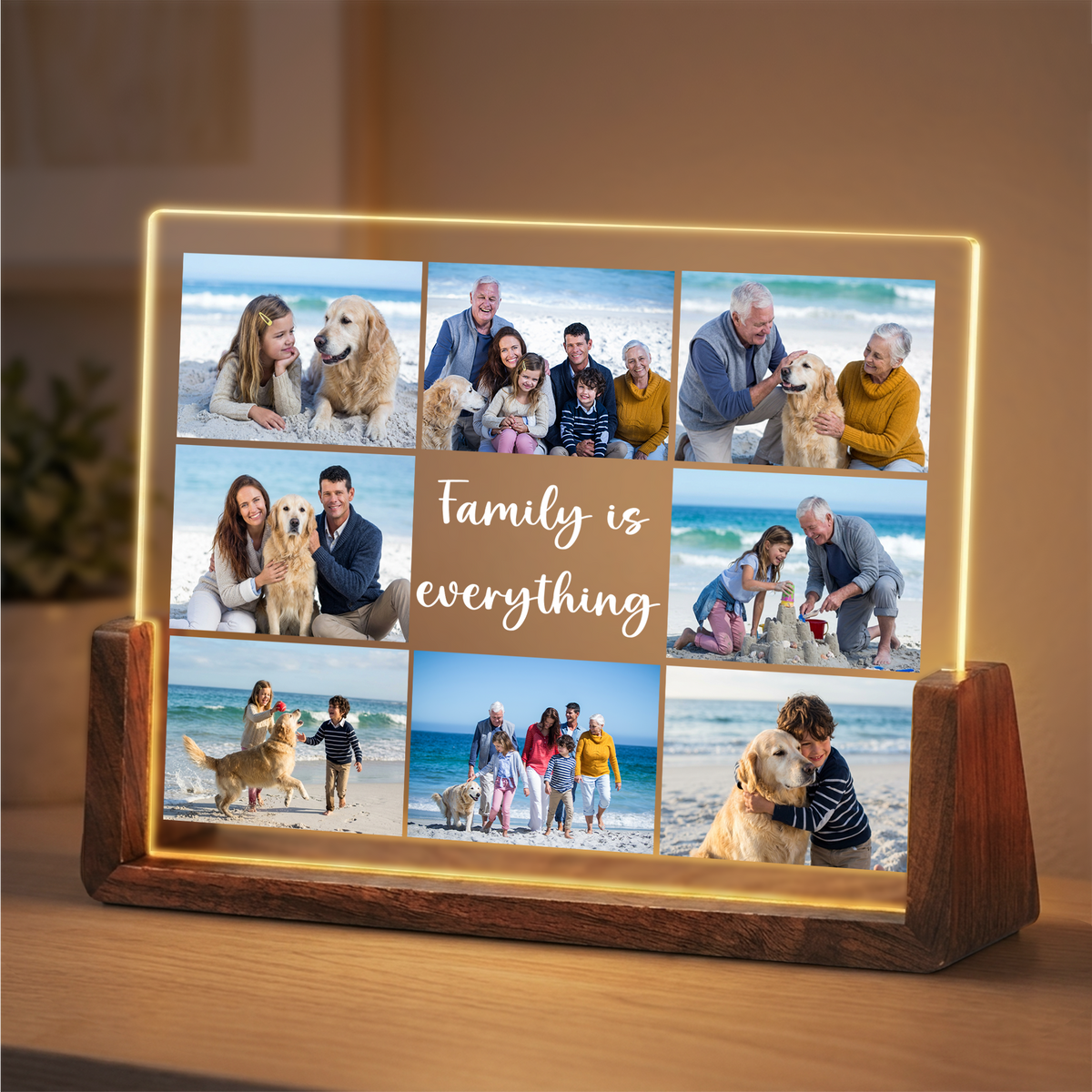 Personalized Family Photo Night Light - Custom Night Light Photo Frame with Photos - Customizable Picture Frame for Family