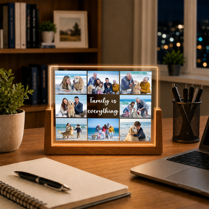 Personalized Family Photo Night Light - Custom Night Light Photo Frame with Photos - Customizable Picture Frame for Family