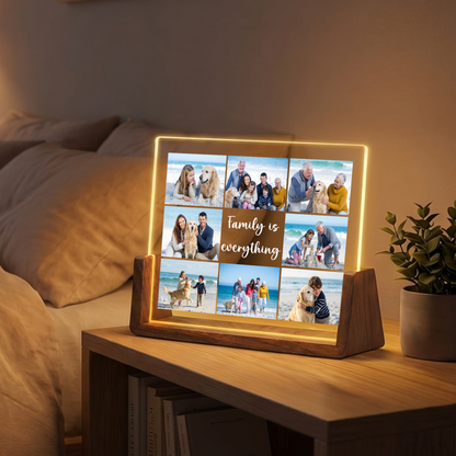Personalized Family Photo Night Light - Custom Night Light Photo Frame with Photos - Customizable Picture Frame for Family