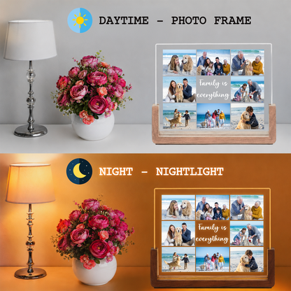 Personalized Family Photo Night Light - Custom Night Light Photo Frame with Photos - Customizable Picture Frame for Family