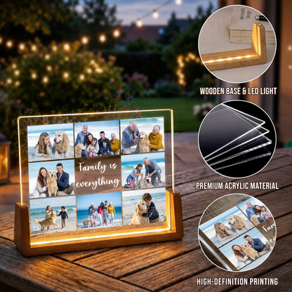 Personalized Family Photo Night Light - Custom Night Light Photo Frame with Photos - Customizable Picture Frame for Family