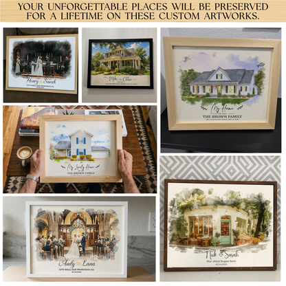 Home Sweet Home - Custom House Portrait from Photo - Personalized Home Portrait Oil Painting - Canvas, Framed or Paper Poster