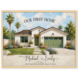 Our First Home - Personalized House Portrait from Photo - First Home Portrait Oil Painting - Canvas, Framed or Paper Poster