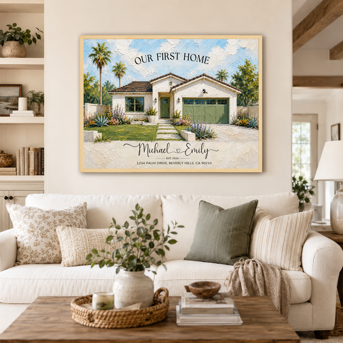 Our First Home - Personalized House Portrait from Photo - First Home Portrait Oil Painting - Canvas, Framed or Paper Poster