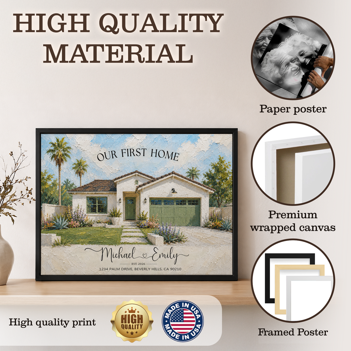 Our First Home - Personalized House Portrait from Photo - First Home Portrait Oil Painting - Canvas, Framed or Paper Poster
