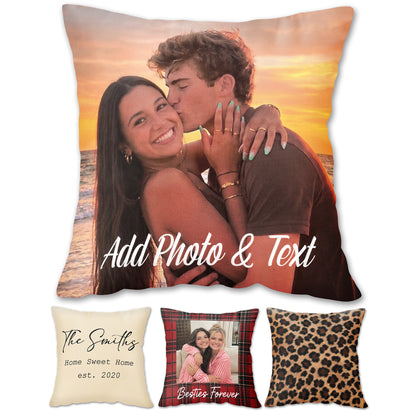 Custom Couple Photo Pillow - Personalized Pillow for Boyfriend, Girlfriend or Couples, Double-Sided Print, Insert Included
