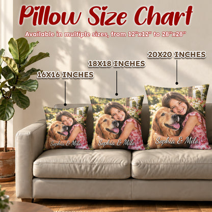 Custom Couple Photo Pillow - Personalized Pillow for Boyfriend, Girlfriend or Couples, Double-Sided Print, Insert Included
