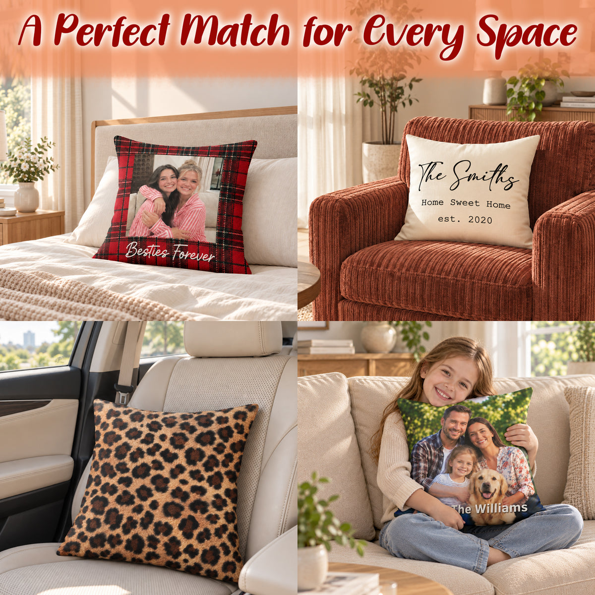 Custom Couple Photo Pillow - Personalized Pillow for Boyfriend, Girlfriend or Couples, Double-Sided Print, Insert Included