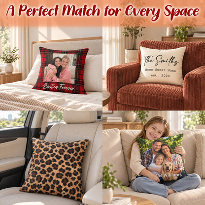 Custom Couple Photo Pillow - Personalized Pillow for Boyfriend, Girlfriend or Couples, Double-Sided Print, Insert Included