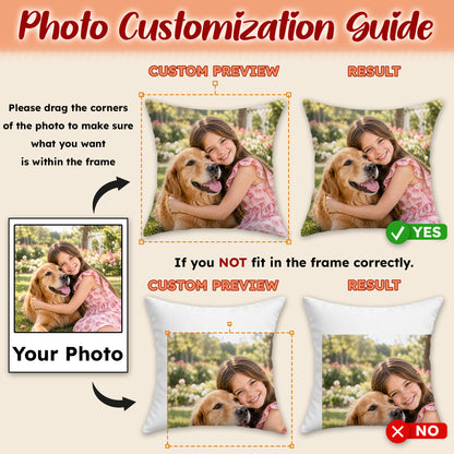 Custom Couple Photo Pillow - Personalized Pillow for Boyfriend, Girlfriend or Couples, Double-Sided Print, Insert Included