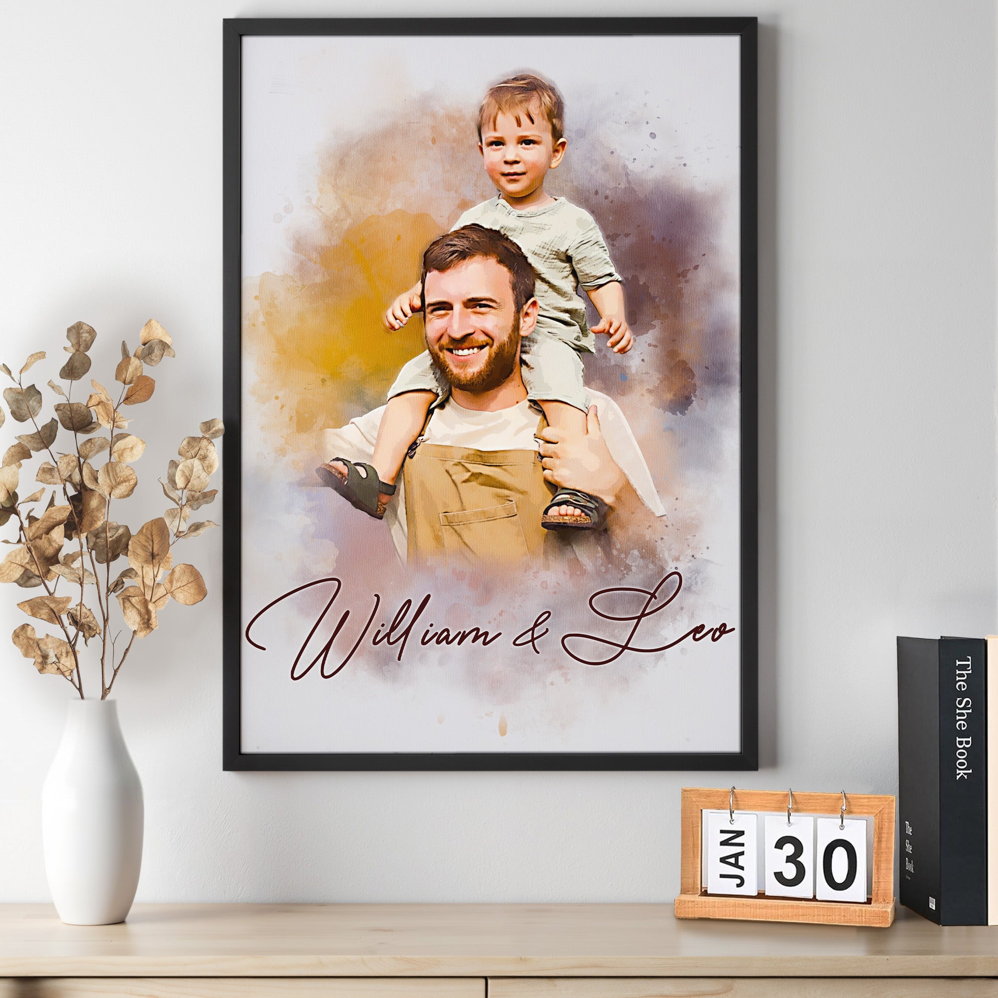 Custom Photo to Watercolor Canvas Painting, Unique Father's Day Gift for Dad from Son Daughter