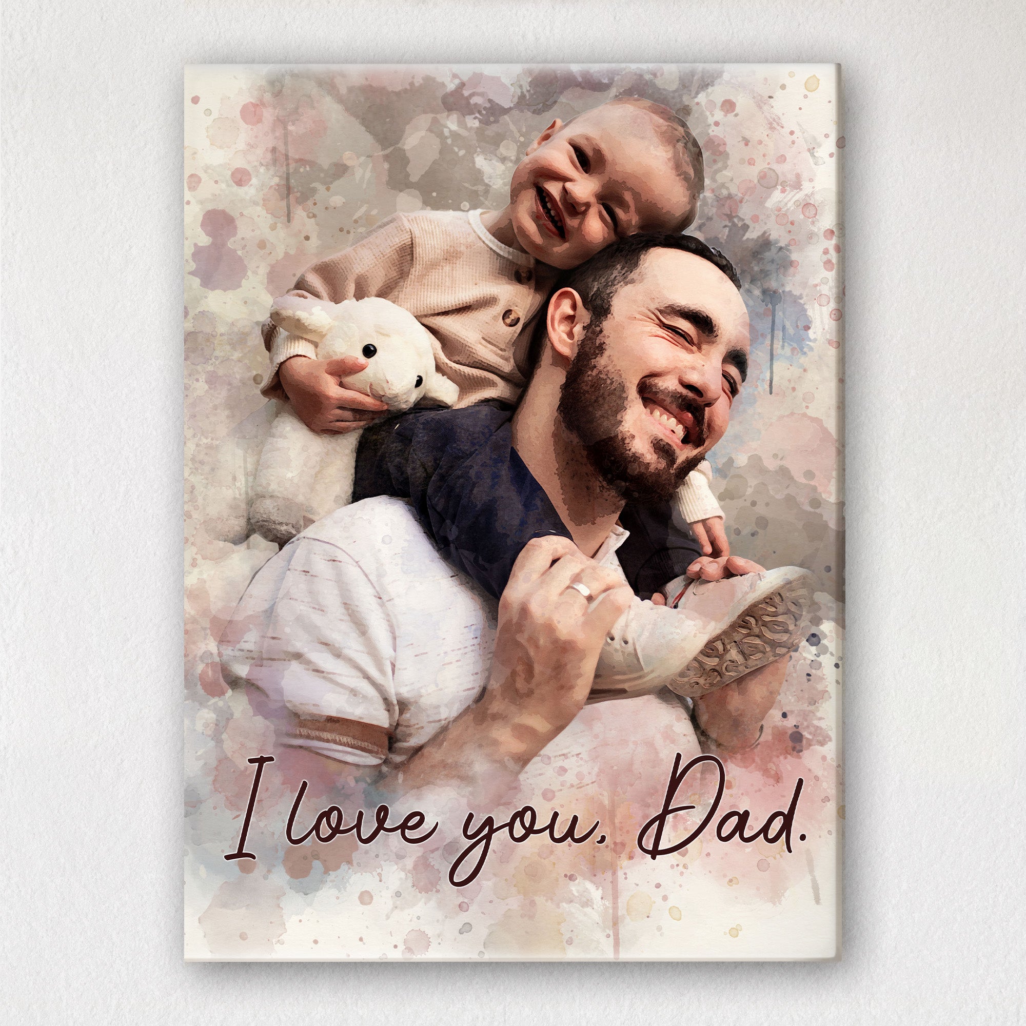 Custom Dad Portrait Canvas from Photo – Personalized Father's Day Wall Art Gift