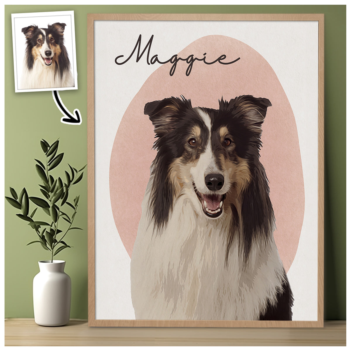 Personalized Minimalist Dog Portrait Canvas from Photo - Custom Modern Pet Portrait - Gift for Dog Lovers
