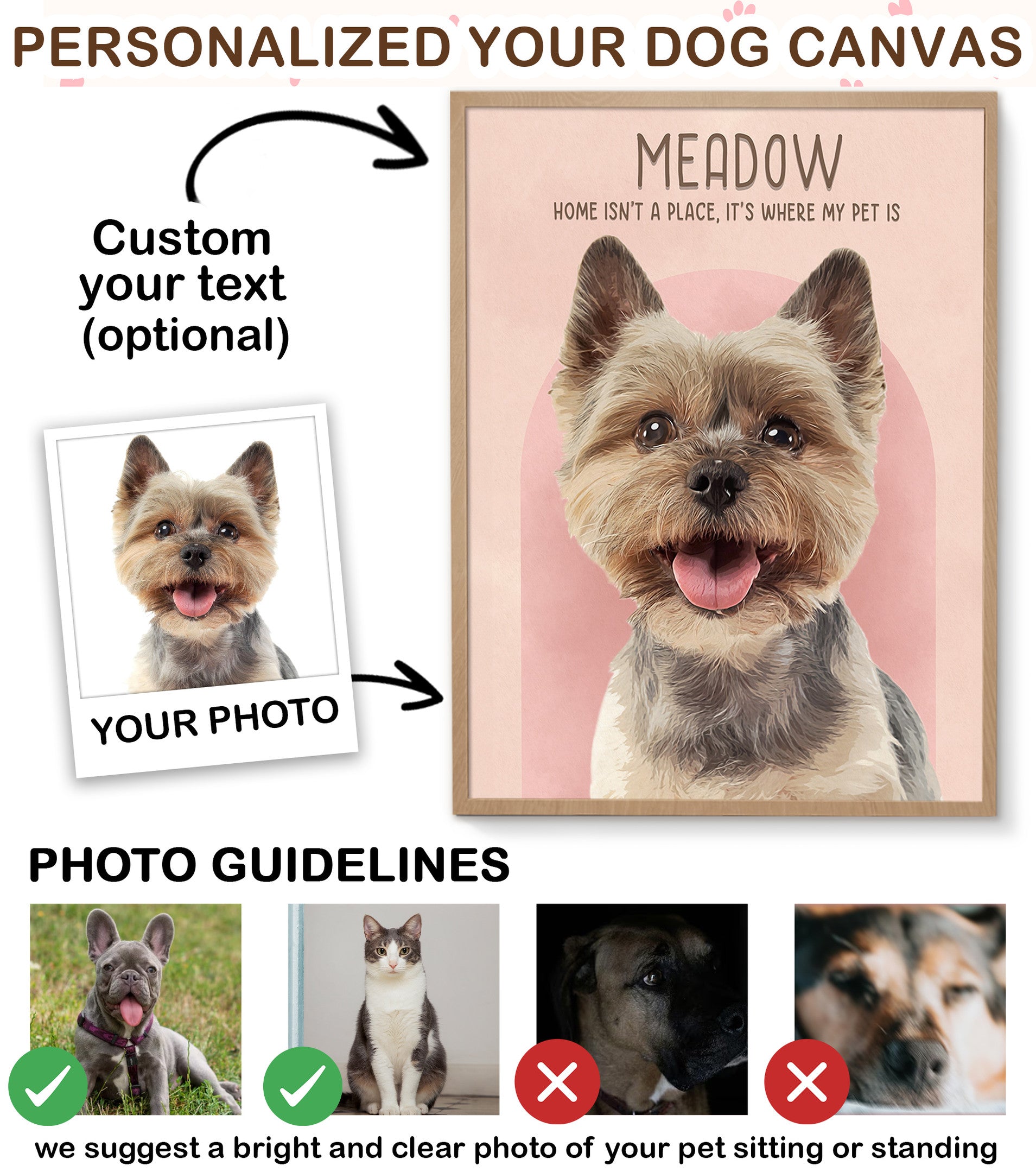 Personalized Watercolor Dog Portrait Canvas from Photo – Gift for Dog Lovers