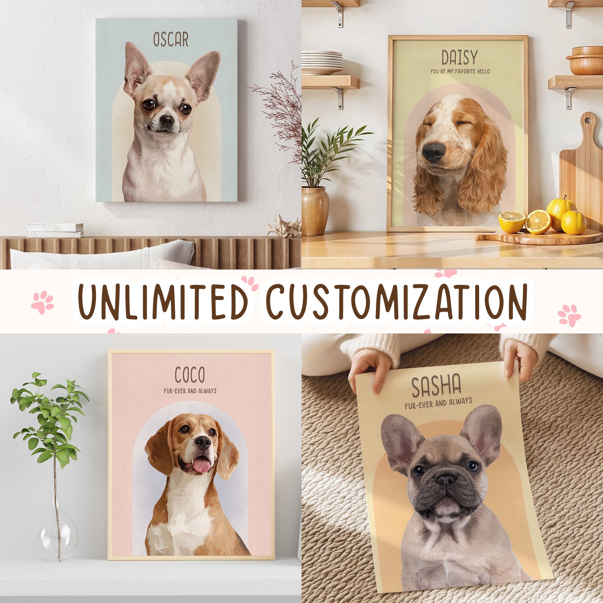 Personalized Watercolor Dog Portrait Canvas from Photo – Gift for Dog Lovers
